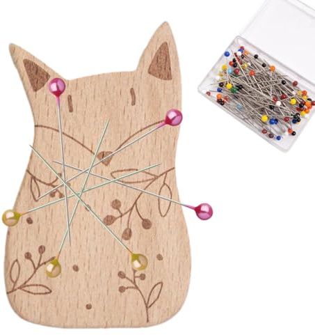 Supporto magnetico per spilli - cuscino per aghi da cucito a forma di animale, perno multiuso per forcine con 100 spilli per cucito ricamati