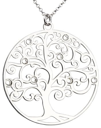 Aka Gioielli® - Halsband med livets trädhängande och Swarovski-kristaller 925 silver, tillväxtmodell, present till kvinnor och flickor
