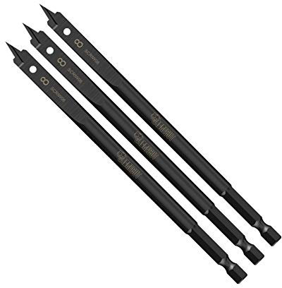 3 x SabreCut SCRIW08_3 8mm x 152mm Impact Rated Flat Wood Spade Bits for Softwood Hardwood Chipboard