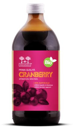 SUCCO DI CRANBERRY BIO Salugea - Mirtillo Rosso Americano - 100% Puro E Biologico - Integratore per le Vie Urinarie e Sistema Immunitario - Flacone in Vetro Scuro Farmaceutico - 500 ml