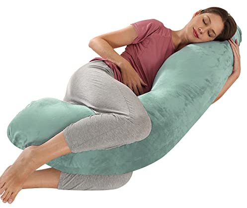 Pregnancy Pillow for Sleeping, J Shape Comfort Velvet Maternity & Body Pillow, Nursing, Support Full Body Pillow for Pregnant, Support Hips, Leg, Back for Pregnancy Pillow with Removable and Washable