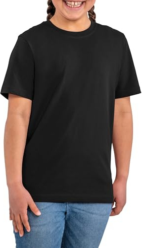 HRM T-Shirt Col Rond Enfant Luxury, Noir, Taille 128 I T-Shirt Garçon et Fille Col Rond, Commerce Équitable, 160 g/m² I 100% Coton Bio