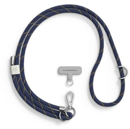 RhinoShield Cordon de téléphone tressé Cordon résistant et ajustable, Couleurs tendances à partir de matériaux recyclés(Adaptateur pour lanière de téléphone inclus) - Bleu Cosmique