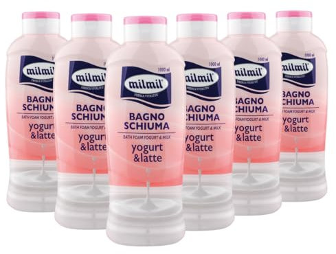 Milmil Badeschaum Joghurt & Milch 1000 ml Packung mit 6 Stück