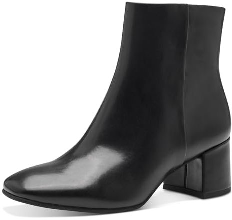 MARCO TOZZI Damen Stiefeletten mit Absatz aus Kunstleder mit Reißverschluss, Schwarz (Black), 39 EU