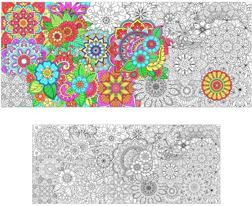 PHOGARY Grande nappe de coloriage murale géante à colorier, poster de fleurs à colorier Jumbo pour décoration murale, chambre à coucher, salon, salle de classe, peinture à faire soi-même