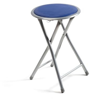 THE SECRET HOME - Taburetes Plegables de Aluminio - Silla de Metal y Asiento Acolchado - Ideal para Cocina, Terraza, Cámping, Oficina - Diámetro 30 x Alto 45 cm (1, Azul, Ø30x45 cm)