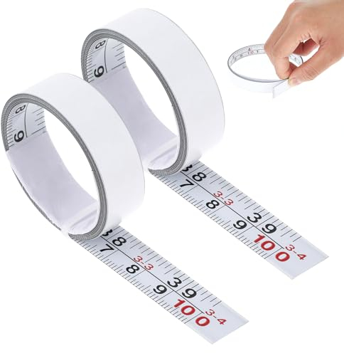 Giantree 2 Pcs Steel Self-Adhesive Measuring Tape, Imperial and Metric Scale Workbench Ruler Sticker 39 Left to Right Reading Sticky Tape with Adhesive Backing for Woodworking Saw Drafting Table