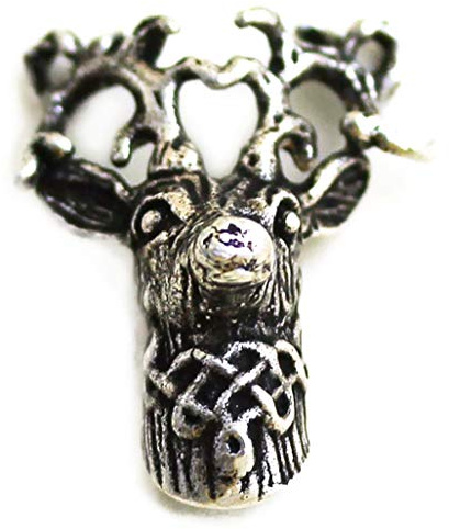 LynnAround Pewter Norse Viking Celtic Buck Deer Head Beard Beads Rings, Dwarven Dreadlock Pirate Medieval Hair Beads, Pagan Jewelry (Regular Bead Ring - Pewter)
