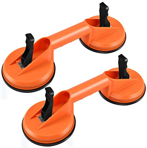 Ventouse Vitre Ventouse Carrelage Ventouse Double 120 mm Aluminium Ventouse en Verre Capacité de levage de pour Fenêtres en Verre,Tuile en Céramique, Objet à Surface Lisse (orange)