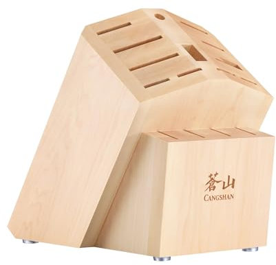 Cangshan Bloque de cuchillos vacío, organizador de 16 ranuras (madera de arce)