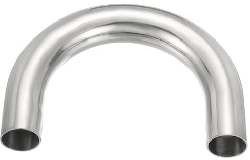PATIKIL 180 Degree Sanitary Extended Pipe, 1 1/4inch OD U Mandrel Bend Elbow Exhaust Pipe Straight Connector 304 Stainless Steel Extended Pipe for Welding Modified Stair Handrail HVAC