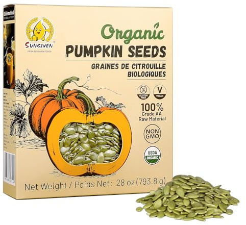 SUNGIVEN Organic Pumpkin Seeds 28 Oz Shelled Raw Gluten Free Non GMO Vegan for Baking Salad Breakfast Snack