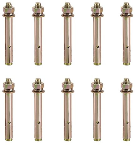 10 bulloni di ancoraggio, M8 × 100 mm, in metallo, ad espansione in acciaio al carbonio, per pareti, calcestruzzo, mattoni, muratura, tettoia sicura, pannello del tetto, resistenti per tasselli da