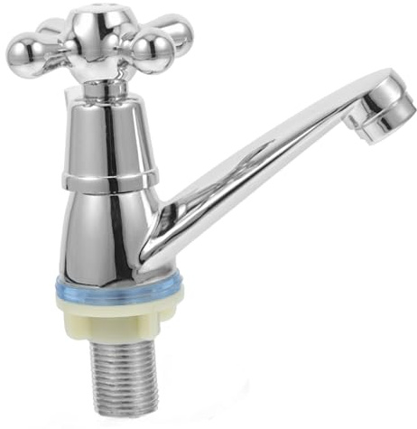 HOLIDYOYO Grifo Monomando Baño Cromado Individual Agua Fría Diseño Ahorro Energía Rápida Apertura Para Lavabo Sencillo