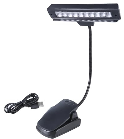 VIVIWI Lampe à 10 LED USB et piles AA à clipser, angle réglable pour la lecture et l'extérieur
