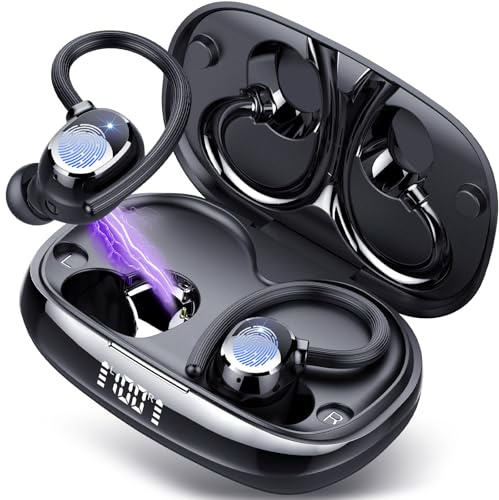 Tukio Auriculares Inalambricos Deportivos, Auriculares Bluetooth 5.4,HiFi Estéreo con 4HD Micro y Cancelacion Ruido ENC, 80H con LED Pantalla, IP7 Impermeable, Cascos Inalambricos in Ear Running