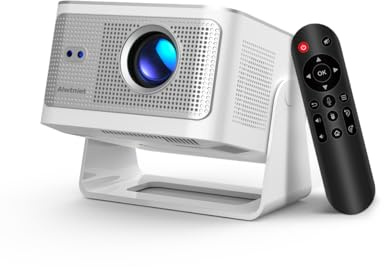 Smart projektor med stöd för 4K och 8K, Android 14 miniprojektor med Wi-Fi och Bluetooth, 600 ANSI, autofokus och keystone-korrigering, bärbar 1080p-filmprojektor, HY350Max för hemma- och utomhusbruk
