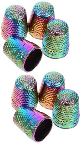 BESTonZON Lot de 8 Set de Dés à Coudre en Métal Main Protège-Doigts pour Couture et Broderie Accessoires de Quilting et Loisirs Créatifs Protège-Pouce Ergonomique Outil Compact pour DIY
