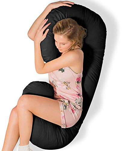 Traumreiter Schwangerschaftskissen Memory Foam Hybrid mit Bezug Grau I Kissen Schwangere Seitenschläferkissen, Schwangerschaft XXL Stillkissen, Komfortkissen Erwachsene Seitenschläfer