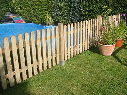 60cm hohes Komplettset 7,70 m Holzzaun 4m–38m wählbar (dieses Standard Paket ist 7,70m) Zaun inkl. allem Zubehör Staketenzaun 60cm Höhe gerade Form ...