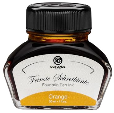 Octopus Fluids Inchiostro della penna stilografica in vetro d'inchiostro, Inchiostro da scrittura per stilografica, Inchiostro stilografica in Arancia 30ml calamaio, Inchiostro per calligrafia