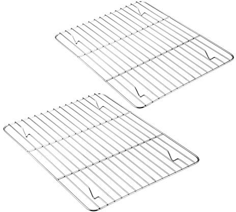 E-far Baking Cooling Rack Set of 2, Stainless Steel Metal Roasting Cooking Racks, Size - 11.6'' x 9'', Non Toxic & Rust Free, Oven & Dishwasher Safe