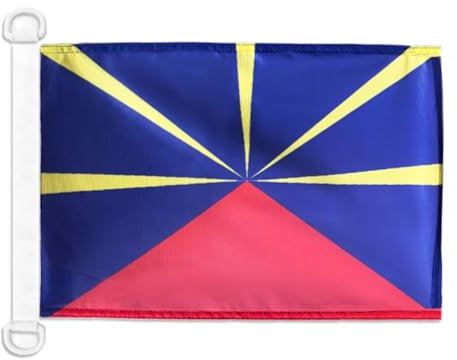 AZ FLAG - Drapeau La Réunion - 45x30 cm - Pavillon Nautique Réunionais - France Spécial Bateau Et Extérieur En Maille Bloquée Avec Anneaux Plastiques Intégrés - 30g