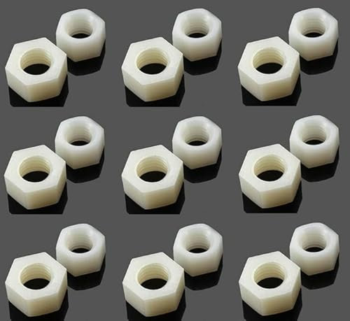 TERF® M4 Hex Hexagon Nut M4 (4mm) White Nylon Hex Full Nuts - Pack of 20