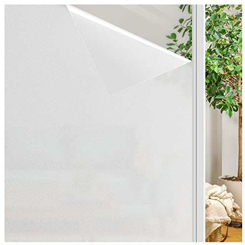 FINNEZ Fensterfolie Milchglasfolie Sichtschutzfolie Selbstklebend Folie Fenster Scheibenfolie Blickdicht Anti-UV Statische Folie für Badzimmer Büro Matt 60 x 400cm