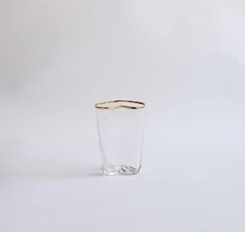 Heart Shaped Bowls and Cup Set Japanese Style Glod Glass Circle Transparent Salad Food Oats Dessert Fruit Plate Snack Milk Water Plate Tea Cup