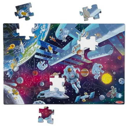 Melissa & Doug Outer Space Glow-in-the-Dark Cardboard Jigsaw Floor Puzzle – 48 Pieces, for Boys and Girls 3+ - FSC-Certified Materials