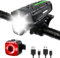 Fahrradlicht Set, 100Lux LED StVZO Zugelassen Fahrradlicht Vorne und Rücklicht Fahrrad, Fahrradbeleuchtung USB Aufladbar, IPX5 Wasserdicht Fahrrad Lichter, Batterie Aufforderung schwach