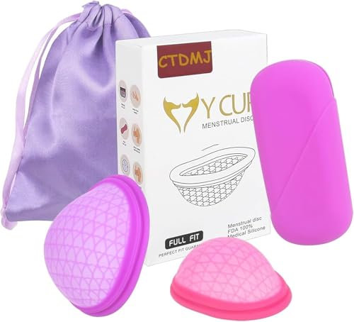 DMJJSD Cup Menstrual Kit - Best Period Cup Starter Kit - 2 Cups (S & L) with Storage Bag, Soft Menstrual disc, Menstrual Cup, Reusable Medical-Grade Silicone, Feminine Hygiene & Care, Menstrual Cups