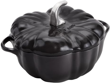 STAUB Cast Iron 3.5-qt Pumpkin Cocotte with Stainless Steel Knob - Black