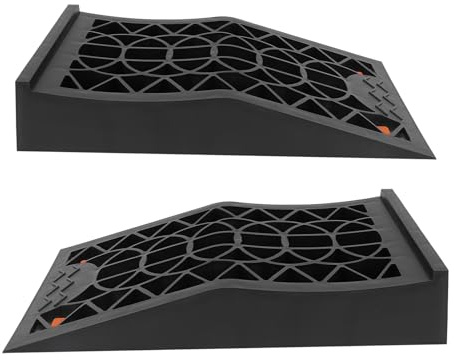 Rampas de Coche Asixxsix para Elevación Segura y Fácil Mantenimiento, Negro, PP, Accesorios, Rampas de Perfil Bajo, Soporte de Gato, Elevación de 2.44 Pulgadas, Capacidad de 6 Toneladas