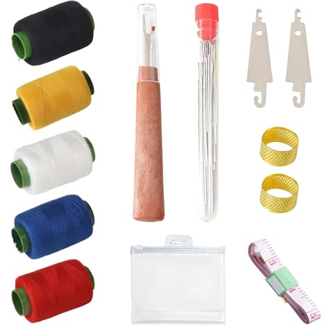 Set di 43 attrezzi da cucito con metro a nastro, 30 aghi in acciaio inossidabile, custodia per aghi, filo, infila, ditale e tagliasuzze, kit da cucito portatile da viaggio per principianti