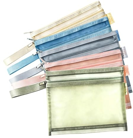 5PCS Toy Storage Bags with Zipper, A5 Colored Mesh Zipper Pouch Bags