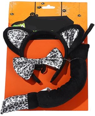 YCHUCH Halloween Devil Costumes Horn Headband Pitchforks Tail Cat/Demons Costumes Accessories For Halloween Cosplay Party Costume Accessory Set