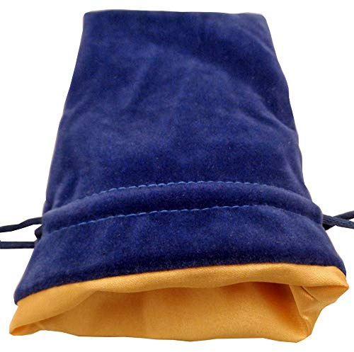 Velvet Dice Bag with Satin Liner 6x8, Blue Velvet Dice Bag with Gold Satin