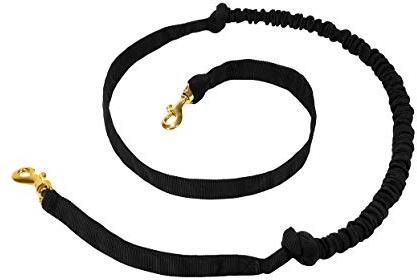 Guinzaglio con ammortizzatore per cani da traino Canicross Dogscooter Bikejöring Dogtrekking – 142 cm – cane a partire da 20 kg – nero
