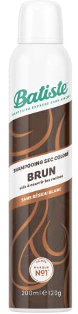 Batiste Shampoo Secco, tocco di colore marrone, rinfresca i capelli e dona volume, polvere colorata effetto a lunga durata, assorbe il sebo in eccesso, senza risciacquo, 200 ml