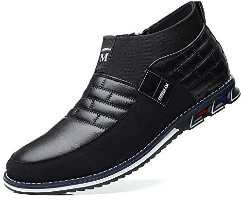 COSIDRAM Men Casual Shoes High-top Boots Luxury Driving Walking Sneakers for Male Business Loafers Office Dress Outdoor Black 10.5
