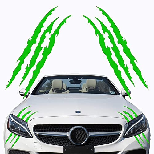 VICDUEKG Monster Klaue Aufkleber, 2 Stück Augenbrauen Scheinwerfer Aufkleber Auto Wasserfeste Vinyl Decals Autoaufkleber Dekoration Monster Klaue AutoAufkleber Aesthetic Sticker (Grün)