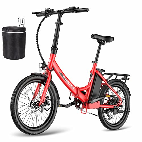 Fafrees Bicicletta elettrica F20 LIGHT, bici da città elettrica pieghevole da 20 pollici, motore da 250 W, batteria da 16,75 Ah, e-bike a 7 velocità per donna, autonomia 110 km, Rosso