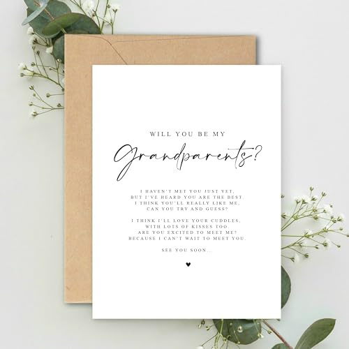 Will you be my Grandparents dikt graviditetsmeddelande A5-kort med kuvert, graviditetsavslöjande, morföräldrar att avslöja kort tillkännagivande