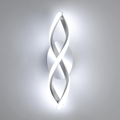 DELIPOP Moderno Lampada da Parete LED, 16W 1800LM Applique da Parete Interno, Bianca Lampada a Muro in Acrilico per Camera da Letto Soggiorno Corridoio, Luce Bianca Fredda 6500K
