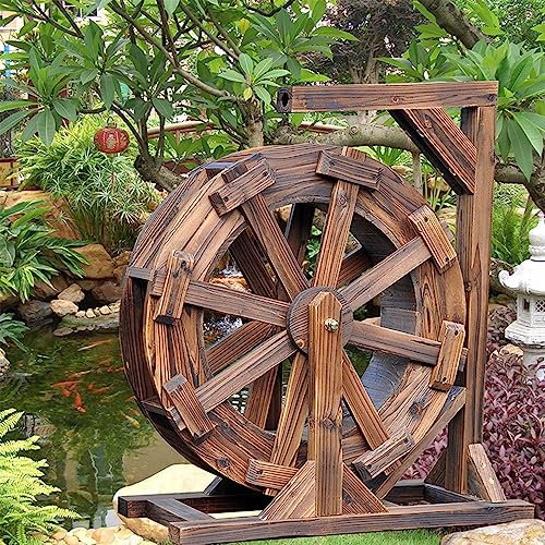 Fontana d'Acqua per Giardino,Fontana con Ruota Idraulica,Fontane da Giardino all'aperto,Ruota Idraulica a Cascata in Legno,Ornamentale Rustico Vintage,per Balcone Patio Cortile Portico (Size : 20cm)