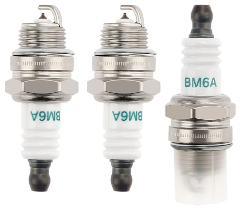 VooGenzek 3 Pezzi BM6A Candela Sostituzione, BM6A Candela per Tosaerba, BM6A / L7T Candele di Accensione Sostituire, per Motosega Decespugliatore da Giardino Tosaerba