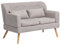 HollyHOME 2 Sitzer Sofa 117cm, Kleines Zweisitzer Sofa mit Holzbeinen, Gepolstertes Sofa Couch für Schlafzimmer Wohnzimmer Büro Wohnheim, Grau